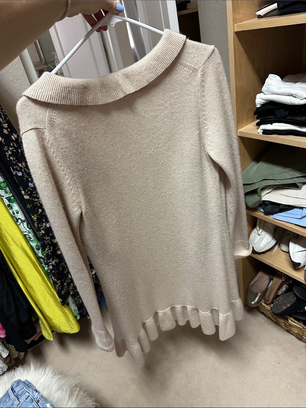 Kinross Beige Ruffled Open-Front Cardigan - Picture 3 of 4
